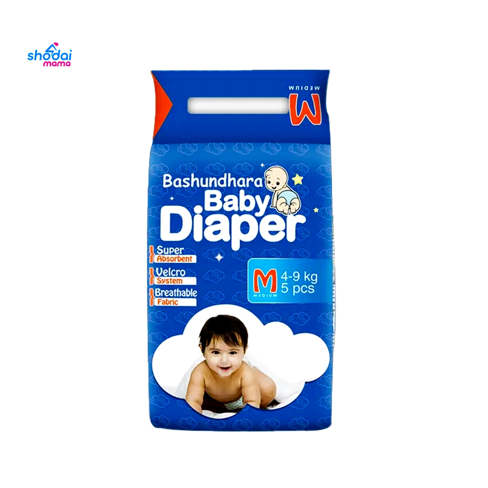 Bashundhara Baby Diaper M (4-9kg) 5 pcs
